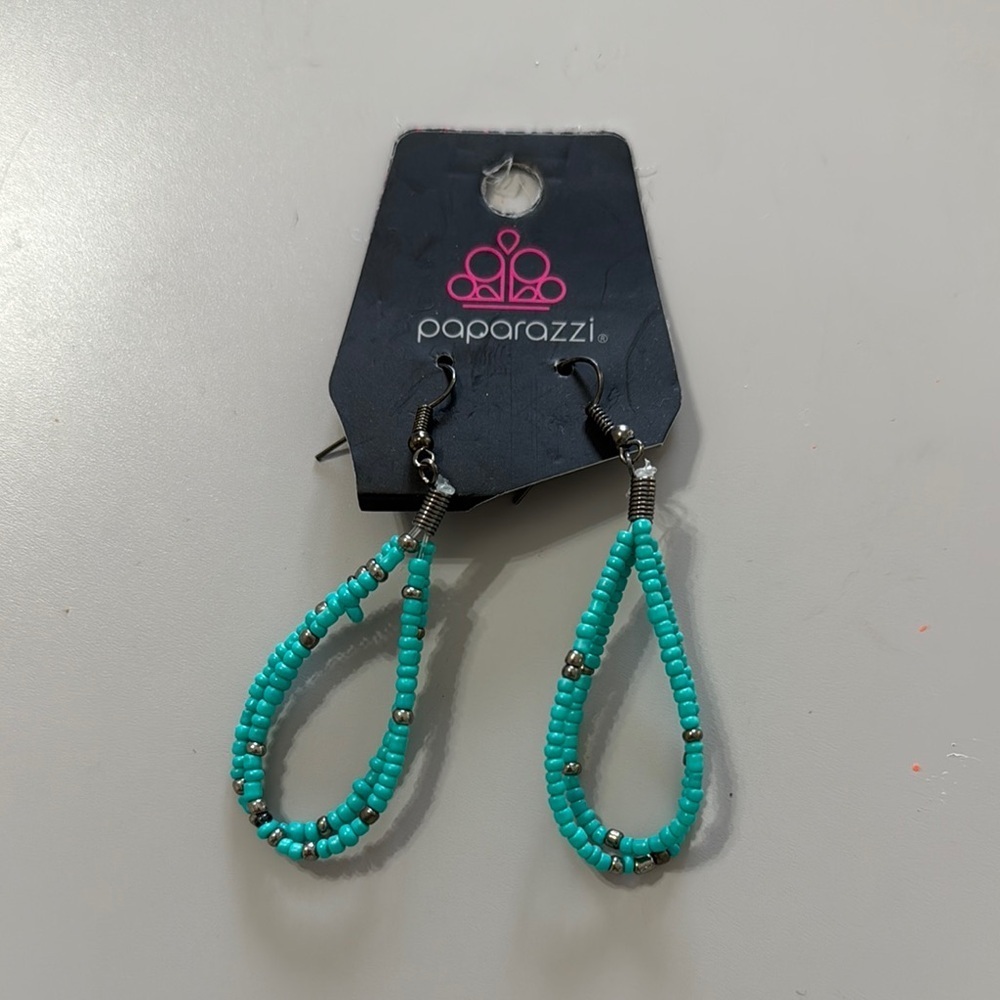 Paparazzi Blue Teardrop Earrings with Vibrant Beads